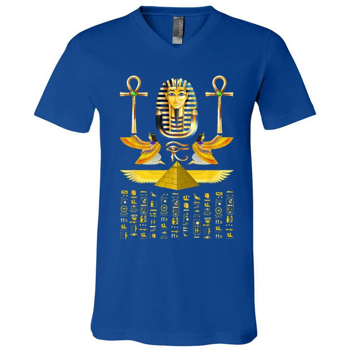 Egyptian Pyramids Pharaoh Tut King Tutankhamun V-Neck T-Shirt