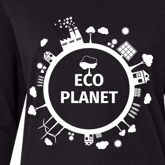 Eco Planet Renewable Energy Solar Wind Clean Air Water Peace Gift Womens Cotton Relaxed Long Sleeve T-Shirt