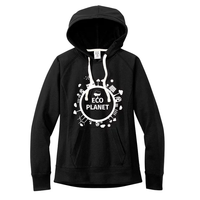 Eco Planet Renewable Energy Solar Wind Clean Air Water Peace Gift Women's Fleece Hoodie