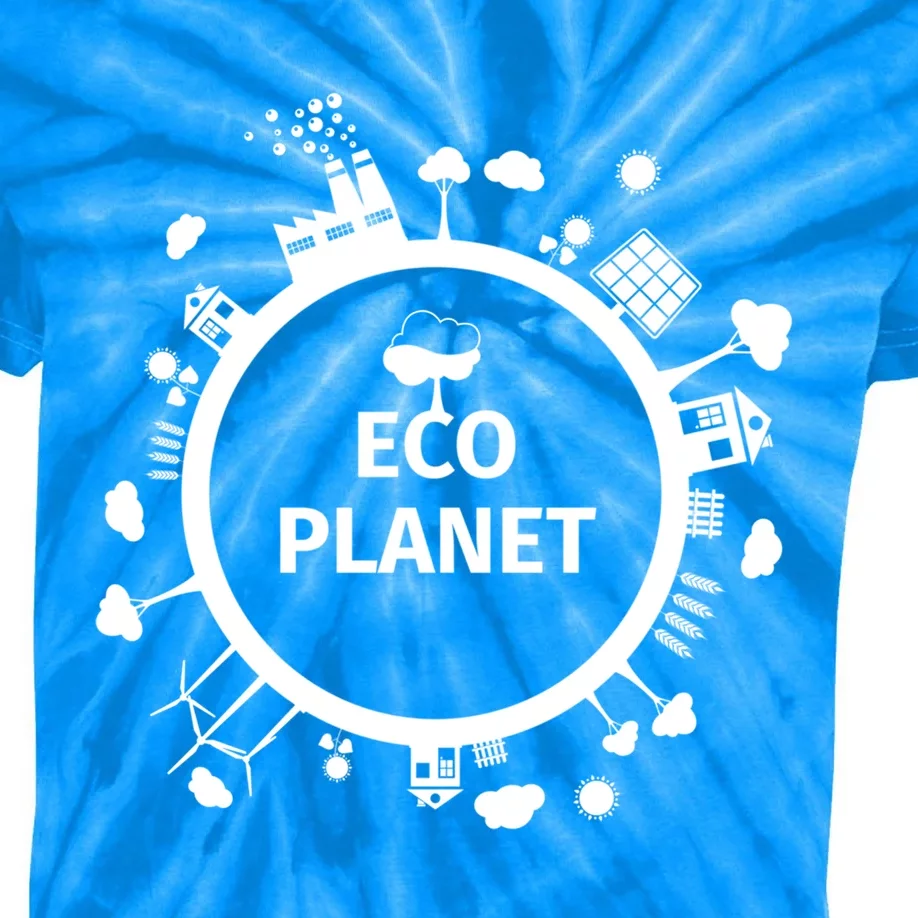 Eco Planet Renewable Energy Solar Wind Clean Air Water Peace Gift Kids Tie-Dye T-Shirt