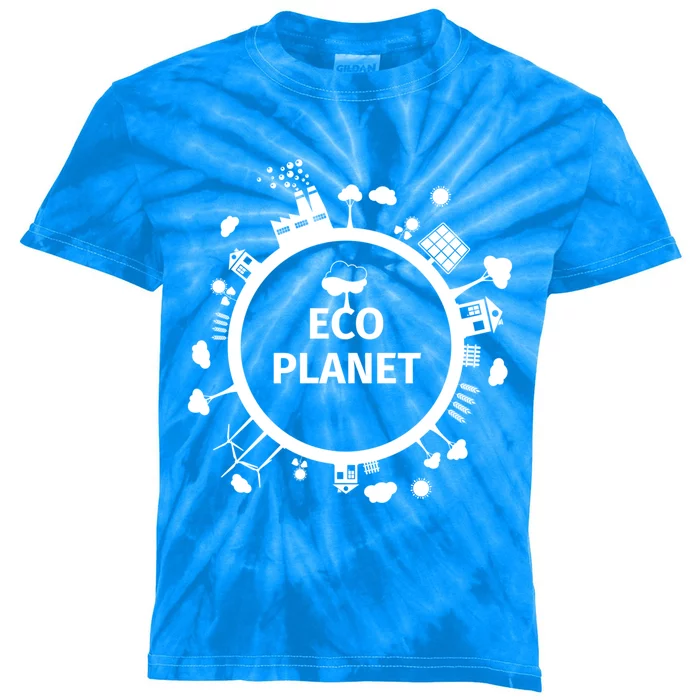 Eco Planet Renewable Energy Solar Wind Clean Air Water Peace Gift Kids Tie-Dye T-Shirt