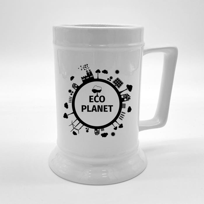 Eco Planet Renewable Energy Solar Wind Clean Air Water Peace Gift Front & Back Beer Stein