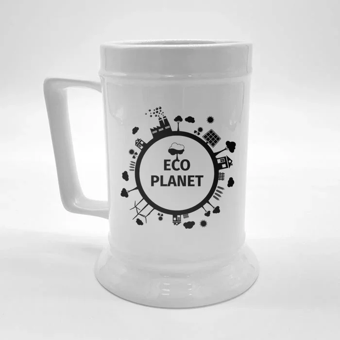 Eco Planet Renewable Energy Solar Wind Clean Air Water Peace Gift Front & Back Beer Stein