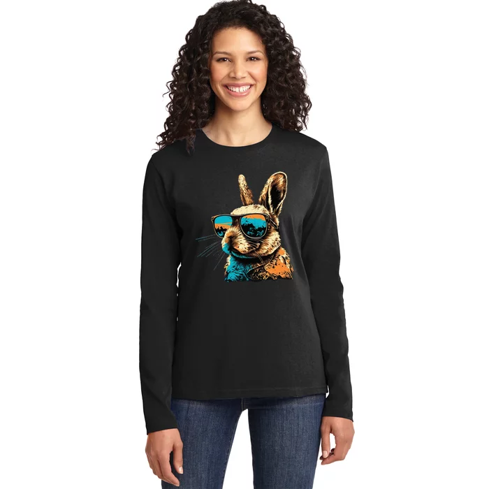 Easter Party Rabbit Happy Easter Bunny rabbit Ladies Long Sleeve Shirt