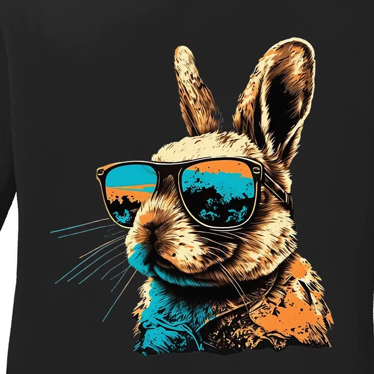 Easter Party Rabbit Happy Easter Bunny rabbit Ladies Long Sleeve Shirt