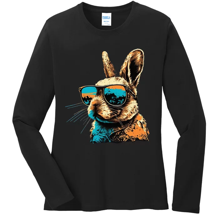 Easter Party Rabbit Happy Easter Bunny rabbit Ladies Long Sleeve Shirt