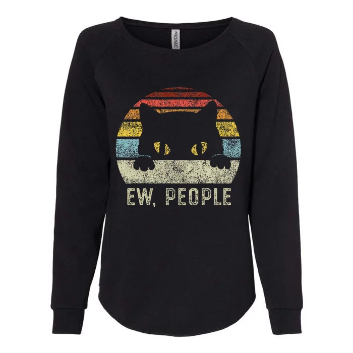 Ew People Retro Cat Funny Vintage Anti Social Introvert Womens California Wash Sweatshirt