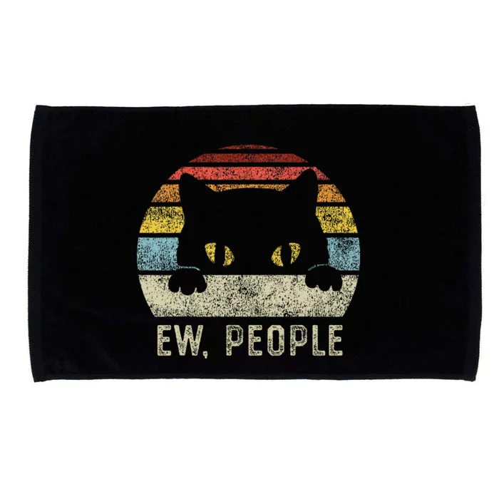 Ew People Retro Cat Funny Vintage Anti Social Introvert Microfiber Hand Towel