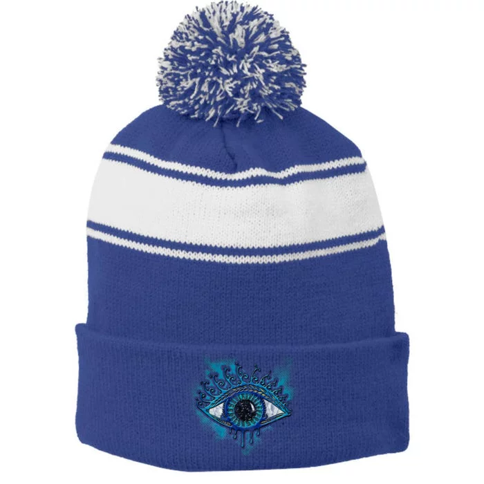 Eye Protection Symbol Magic Wisdom Light Amulet Horus Yoga Gift Stripe Pom Pom Beanie