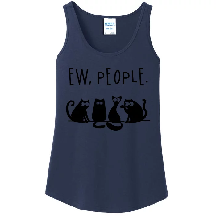 Ew People Speak Black Cat Animals Mood Funnny Sad Cat Friend Ladies Essential Tank