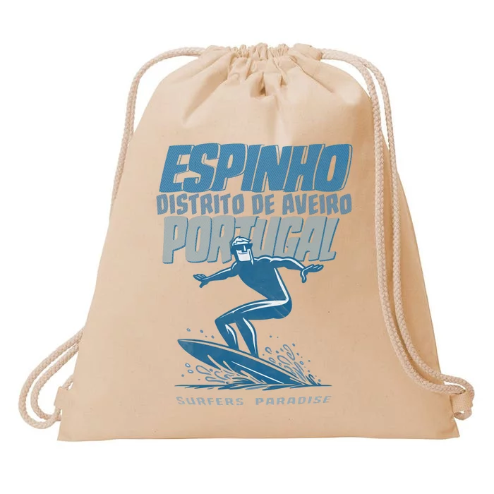 Espinho Portugal Surf Spot Drawstring Bag