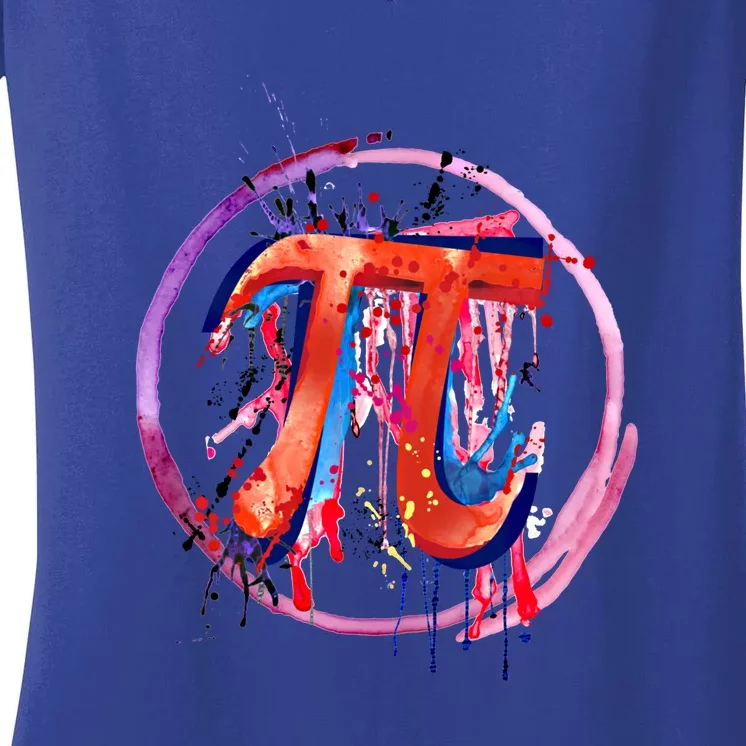 Emotional Pi Symbol Action Painting Art Gift Women's V-Neck T-Shirt