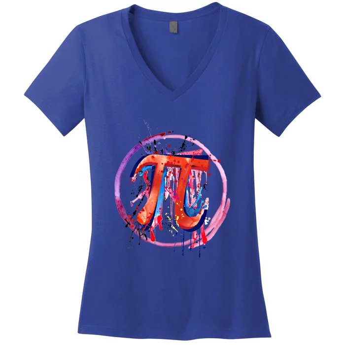 Emotional Pi Symbol Action Painting Art Gift Women's V-Neck T-Shirt