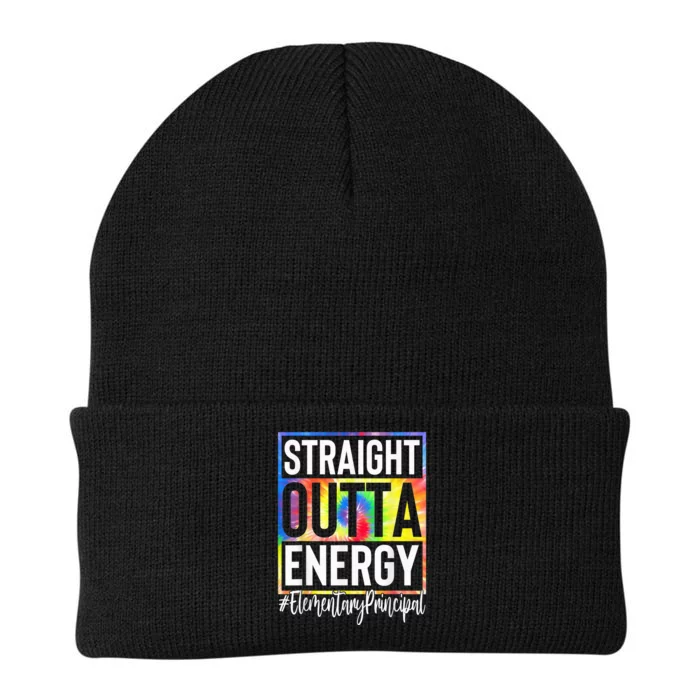 Elementary Principal Straight Outta Energy Tie Dye Knit Cap Winter Beanie