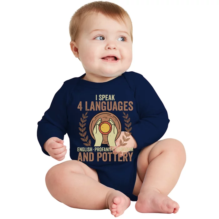 English Profanity Sarcasm And Pottery Baby Long Sleeve Bodysuit