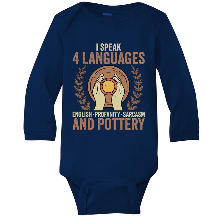 English Profanity Sarcasm And Pottery Baby Long Sleeve Bodysuit