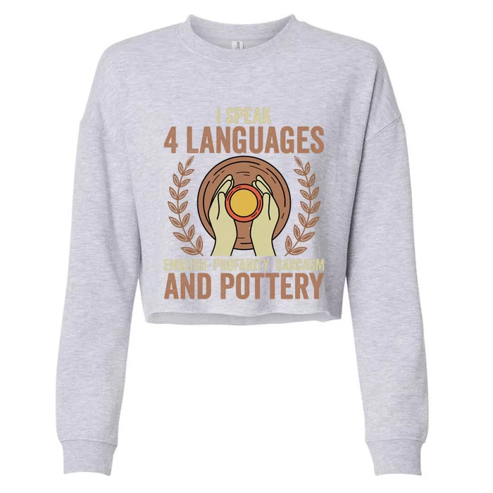 English Profanity Sarcasm And Pottery Cropped Pullover Crew