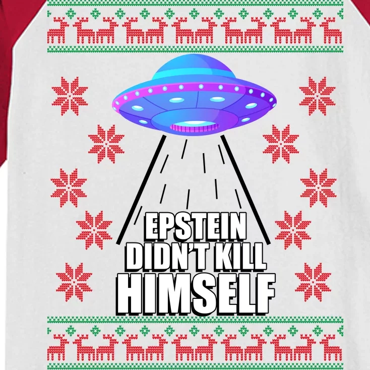 Epstein Didn't Kill Himself UFO Ugly Christmas Kids Colorblock Raglan Jersey