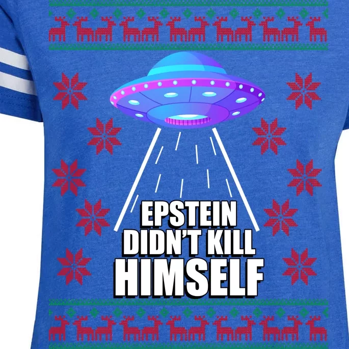 Epstein Didn't Kill Himself UFO Ugly Christmas Enza Ladies Jersey Football T-Shirt