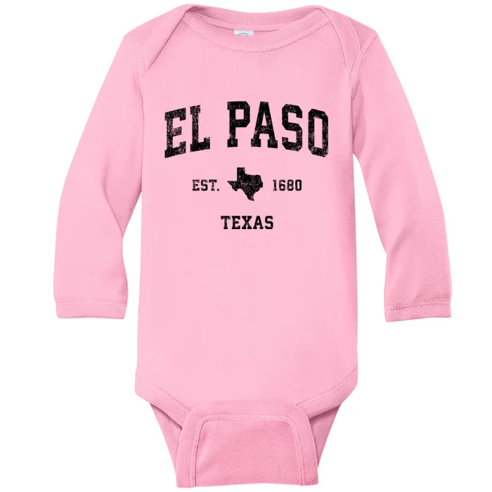 El Paso Texas Tx Vintage Sports Baby Long Sleeve Bodysuit