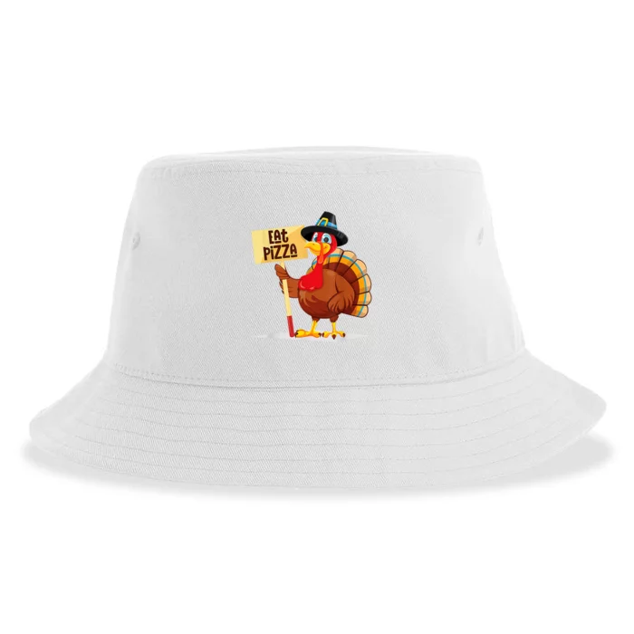 Eat Pizza Turkey Happy Thanksgiving Funny Sustainable Bucket Hat