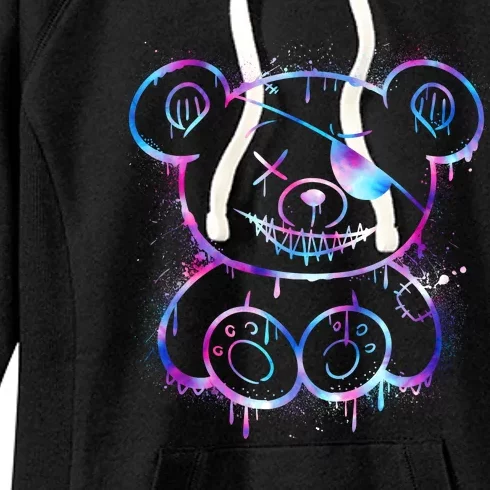 Emo Punk Teddy Bear Graffiti Women's Fleece Hoodie