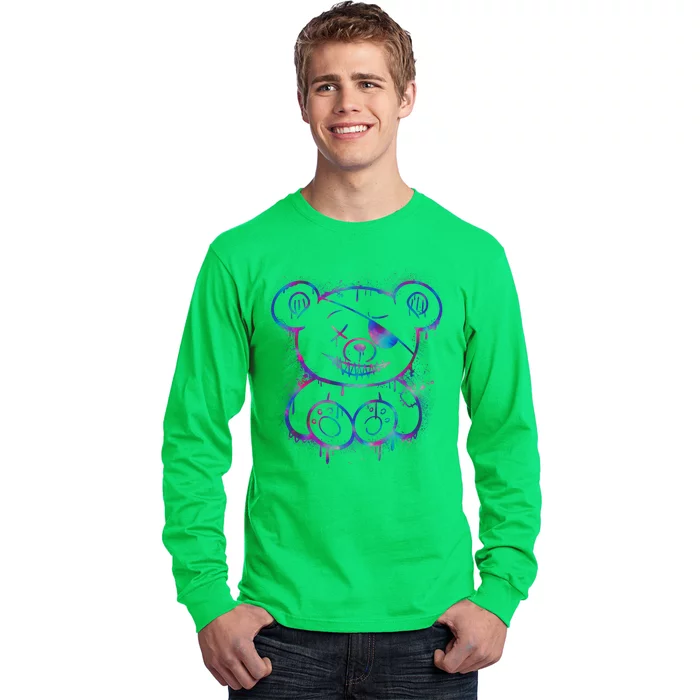 Emo Punk Teddy Bear Graffiti Long Sleeve Shirt