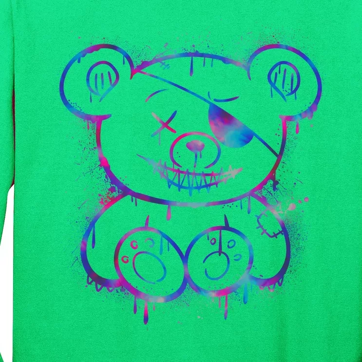 Emo Punk Teddy Bear Graffiti Long Sleeve Shirt