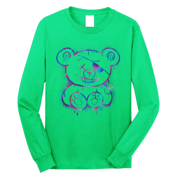 Emo Punk Teddy Bear Graffiti Long Sleeve Shirt