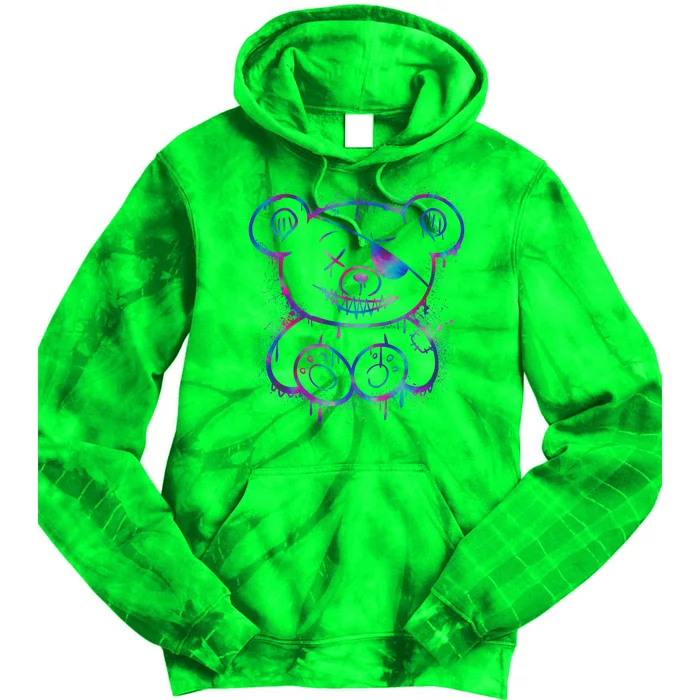 Emo Punk Teddy Bear Graffiti Tie Dye Hoodie