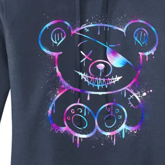 Emo Punk Teddy Bear Graffiti Women's Pullover Hoodie