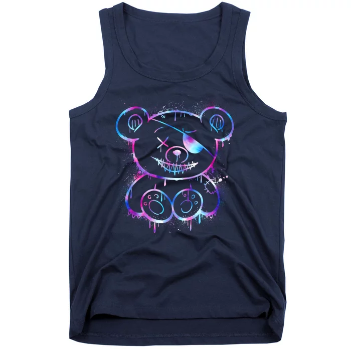 Emo Punk Teddy Bear Graffiti Tank Top