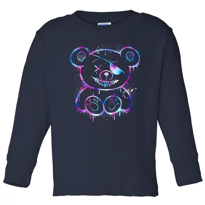 Emo Punk Teddy Bear Graffiti Toddler Long Sleeve Shirt