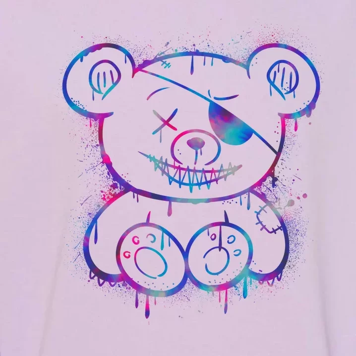 Emo Punk Teddy Bear Graffiti Garment-Dyed Sweatshirt