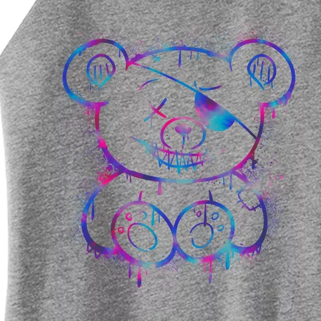 Emo Punk Teddy Bear Graffiti Women’s Perfect Tri Rocker Tank