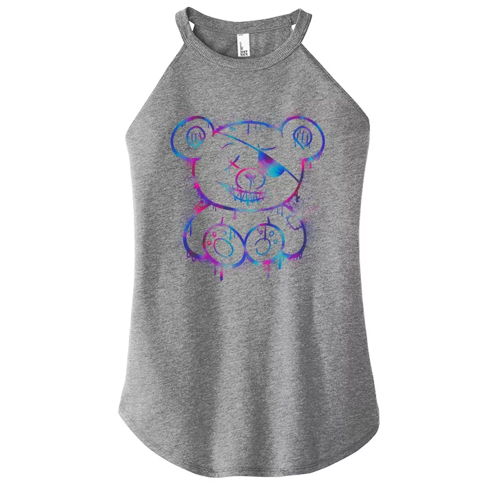 Emo Punk Teddy Bear Graffiti Women’s Perfect Tri Rocker Tank