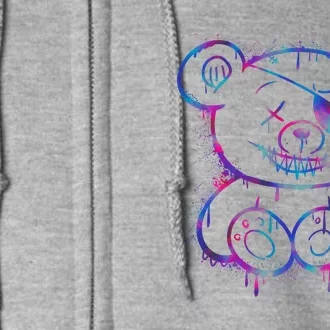 Emo Punk Teddy Bear Graffiti Full Zip Hoodie