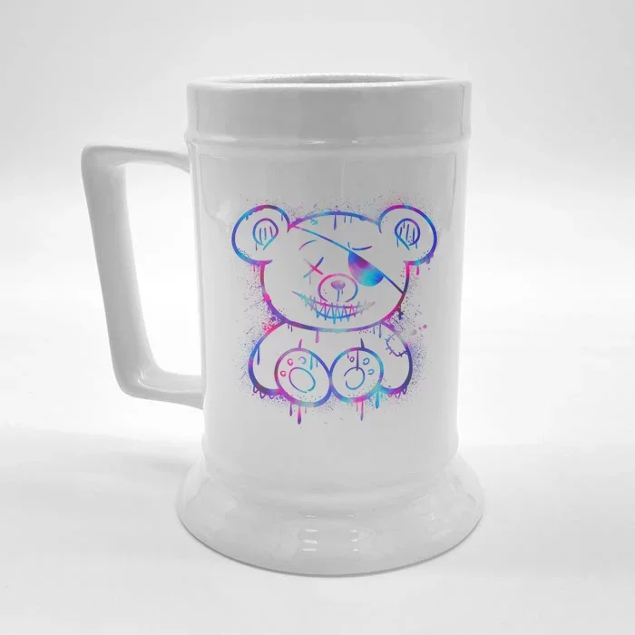 Emo Punk Teddy Bear Graffiti Front & Back Beer Stein