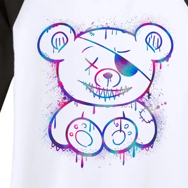 Emo Punk Teddy Bear Graffiti Women's Tri-Blend 3/4-Sleeve Raglan Shirt