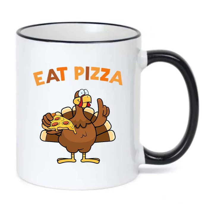 Eat Pizza Turkey Thanksgiving Funny Black Color Changing Mug