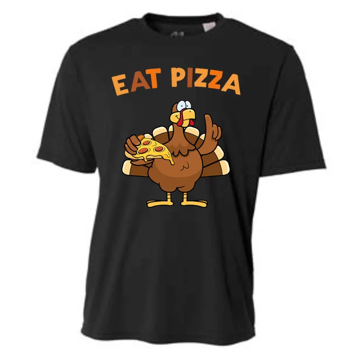 Eat Pizza Turkey Thanksgiving Funny Cooling Performance Crew T-Shirt