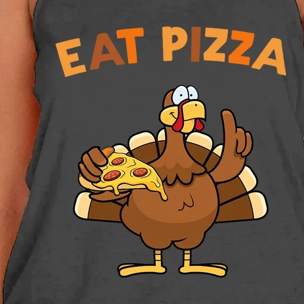 Eat Pizza Turkey Thanksgiving Funny Women's Knotted Racerback Tank