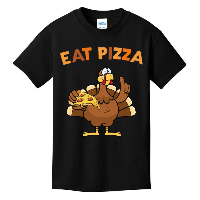 Eat Pizza Turkey Thanksgiving Funny Kids T-Shirt