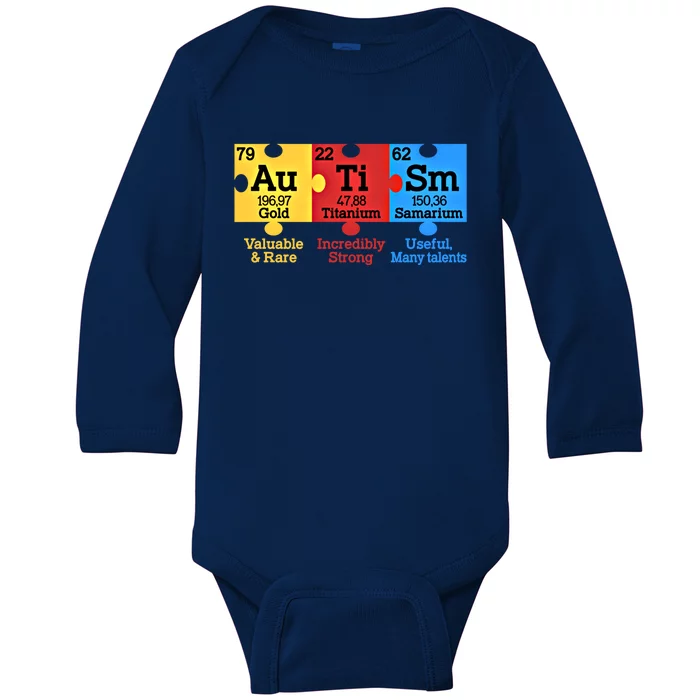 Elets Periodic Table Autism Awareness Autism Chemistry Cool Gift Baby Long Sleeve Bodysuit