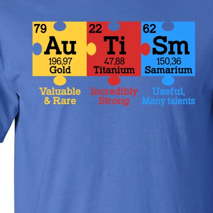 Elets Periodic Table Autism Awareness Autism Chemistry Gift Tall T-Shirt