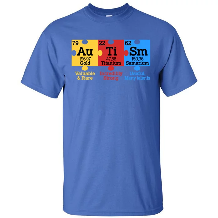 Elets Periodic Table Autism Awareness Autism Chemistry Gift Tall T-Shirt