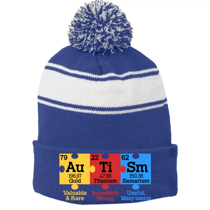 Elets Periodic Table Autism Awareness Autism Chemistry Gift Stripe Pom Pom Beanie