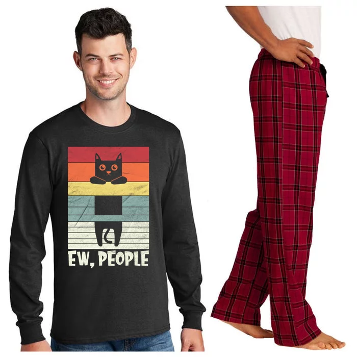 Ew People Vintage Black Cat Long Sleeve Pajama Set