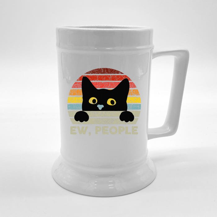 Ew, People Vintage Black Cat For Cat Lover Front & Back Beer Stein