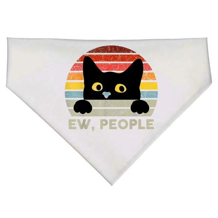 Ew, People Vintage Black Cat For Cat Lover, Cat Mom, Cat Dad USA-Made Doggie Bandana